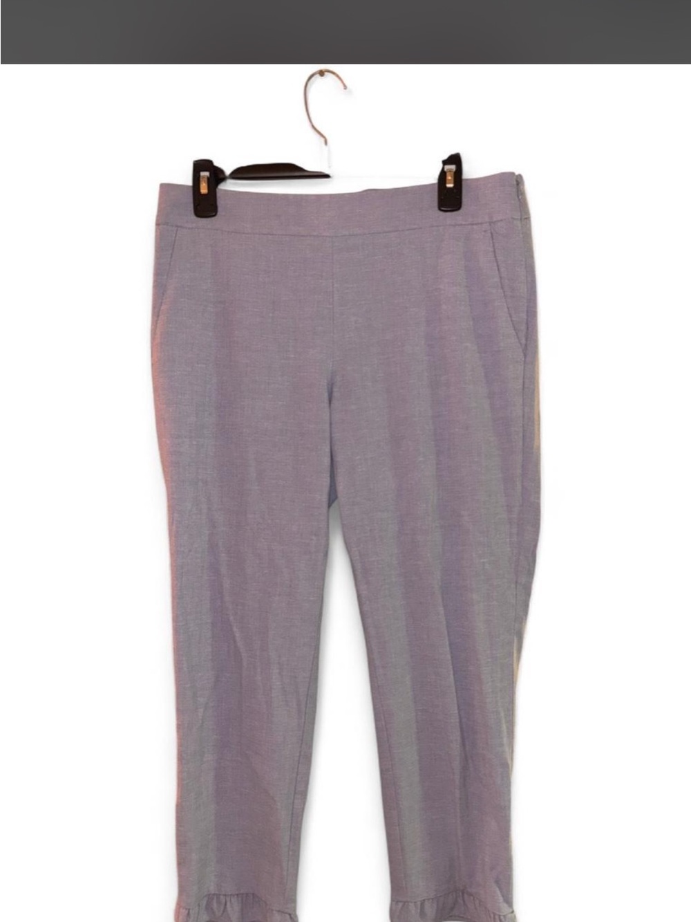 LOFT Light Blue Ankle Pants with Ruffle Hem